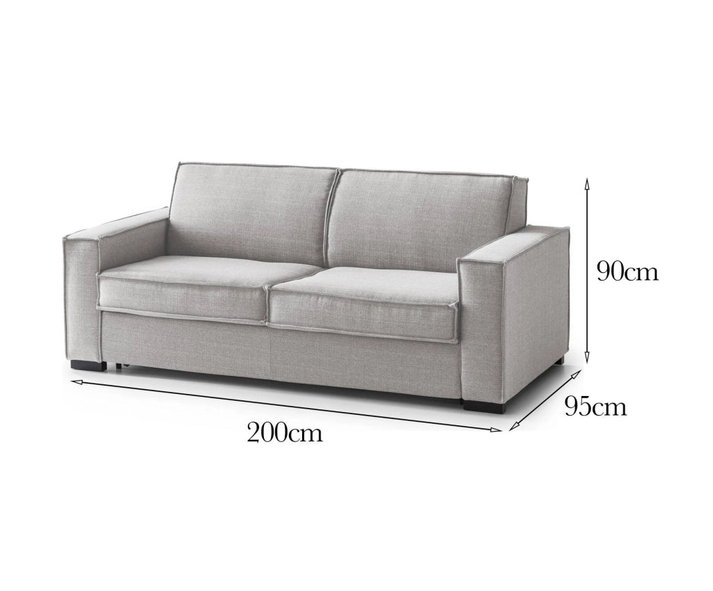 Divano fisso Abernathy, Divano a 3 posti, Made in Italy, SofÒ  Soggiorno in tessuto, con Braccioli slim, cm 200x95h90, Grigio