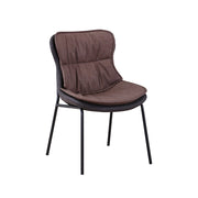 Sedia Brady in similpelle marrone con gambe in ferro