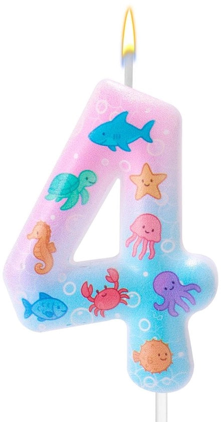 Decorazione per torta - Candelabra natale - Numero 1 - Rosa/Azzurro - 4x10,2 cm - Adatto per decorazione da festa
