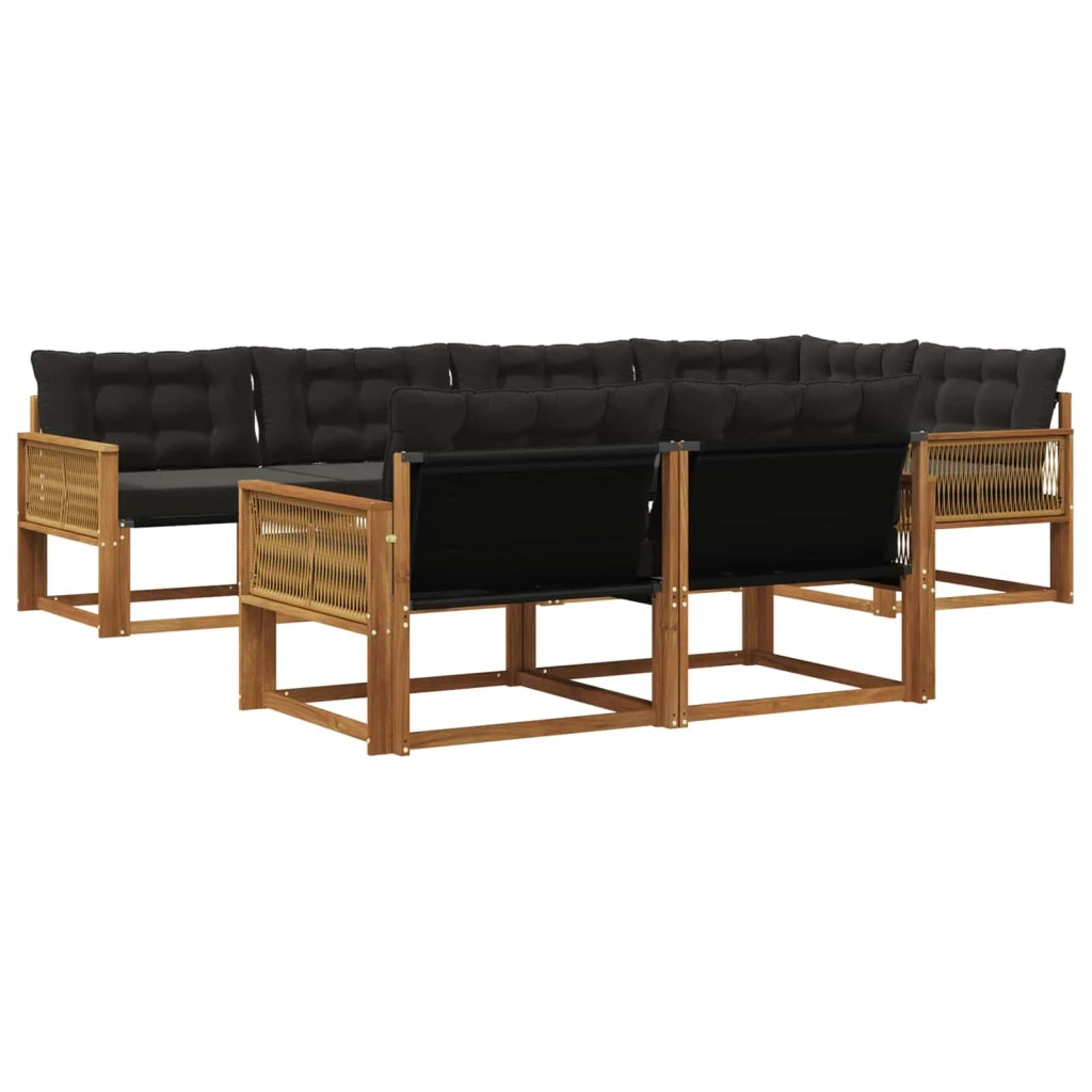 Set di divani da esterno 7 pz Naturale e Nero 3381492