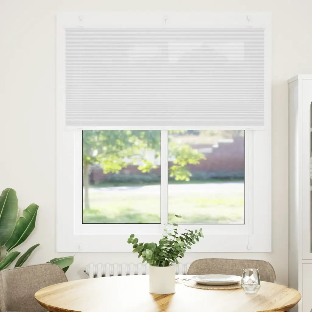 vidaXL Tenda Plissettata Bianca 120x100 cm Larghezza Tessuto 119,4 cm