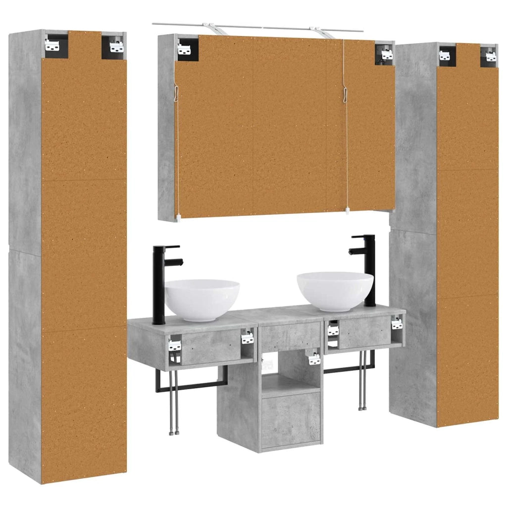 Set di mobili per il bagno 6 pz Grigio Cemento 3407178