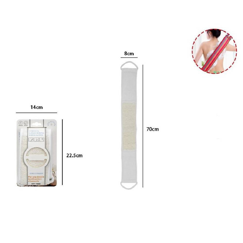 Trade Shop - Fascia Spugna Lavaschiena Esfoliante Bagno Doccia Striscia Lavare Schiena 79666 -