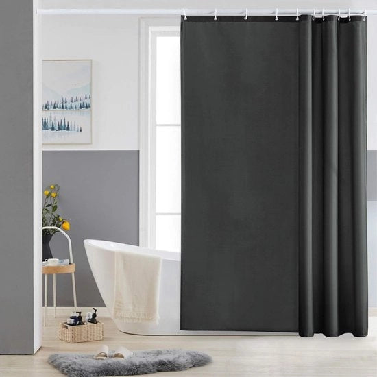 Gordiglio Antimuffa Tessuto Poliester Impermeabile per Doccia o Bagno, 10 Haken, 150x180cm, Grigio Scuro.