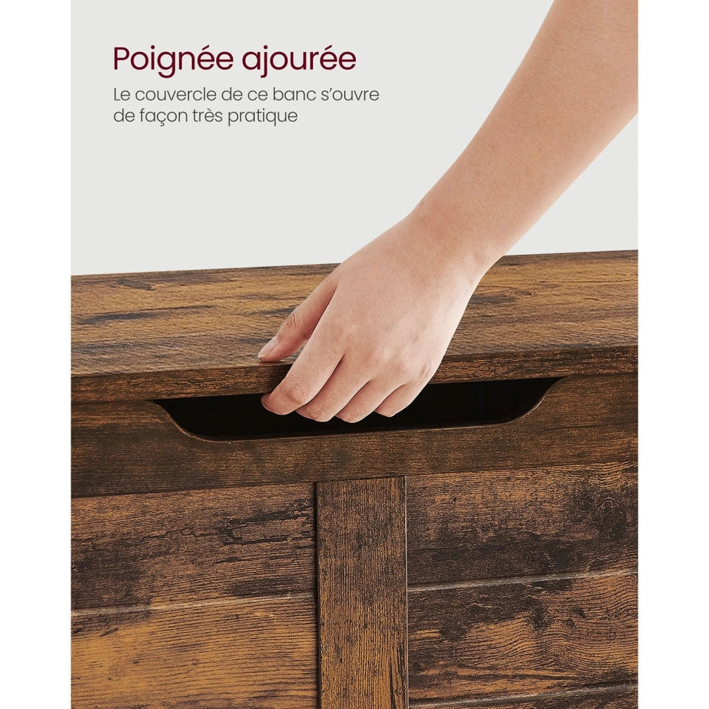 Cassapanca portaoggetti da interno scarpiera pouf panca portaoggetti per bambini con cerniere di sicurezza stile moderno 100 x 40 x 46 cm marrone 12_0005146