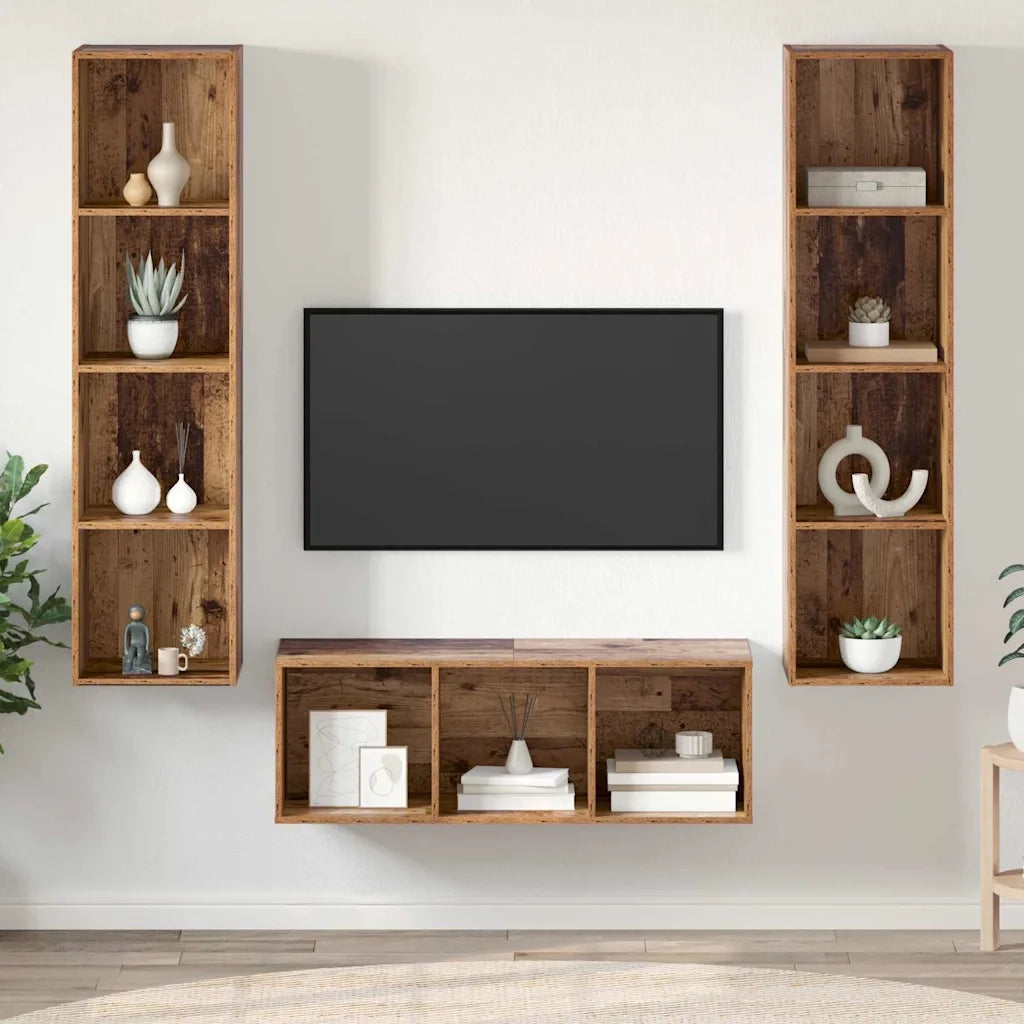Set mobile TV 3 pcs Legno vecchio Legno multistrato