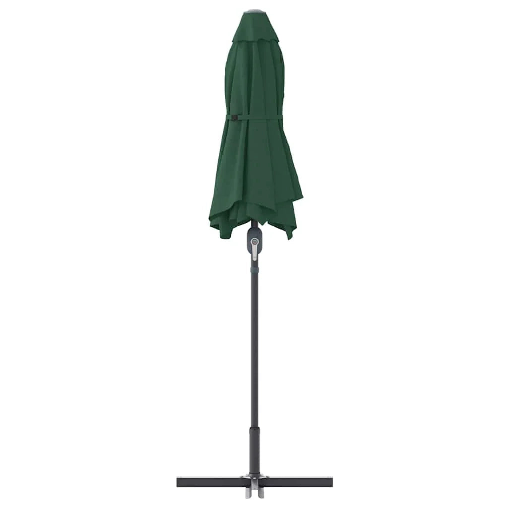 Ombrellone da giardino pieghevole moderno 370 x 197 x 239 cm con protezione UV design elegante in poliestere verde 02_0058740