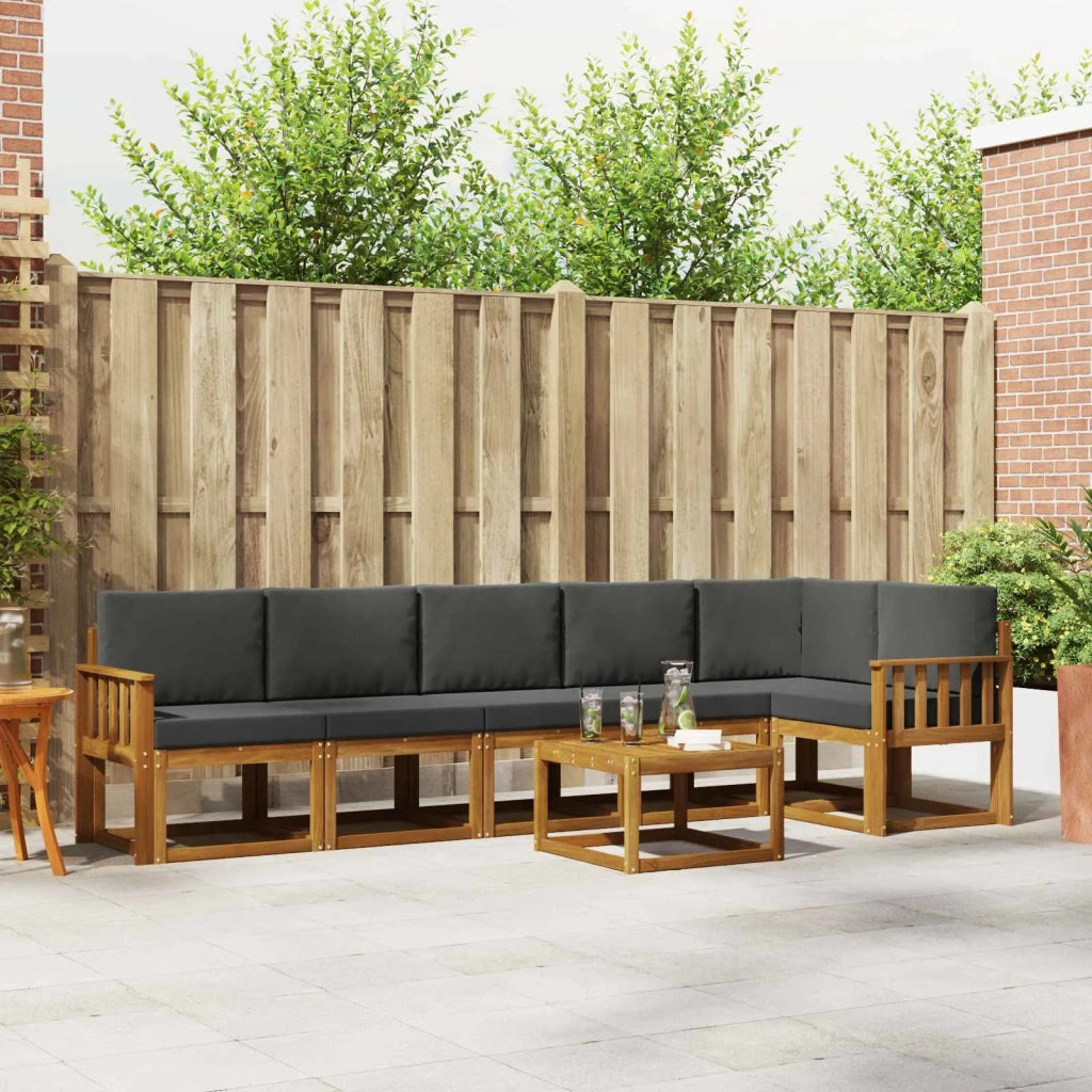Set di divani da esterno con cuscino 7 pcs Naturale e Antracite