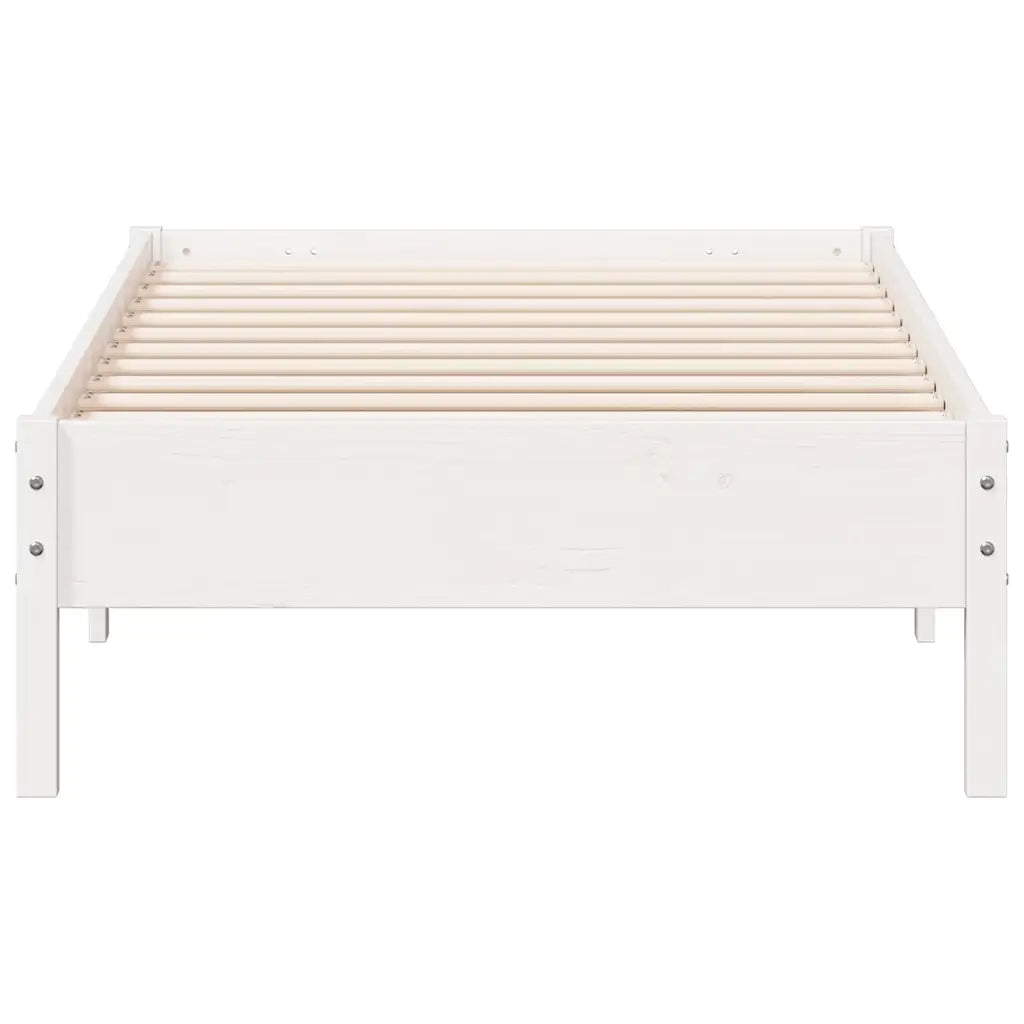 Letto senza Materasso Bianco 75x190 in Legno Massello di Pino 842731