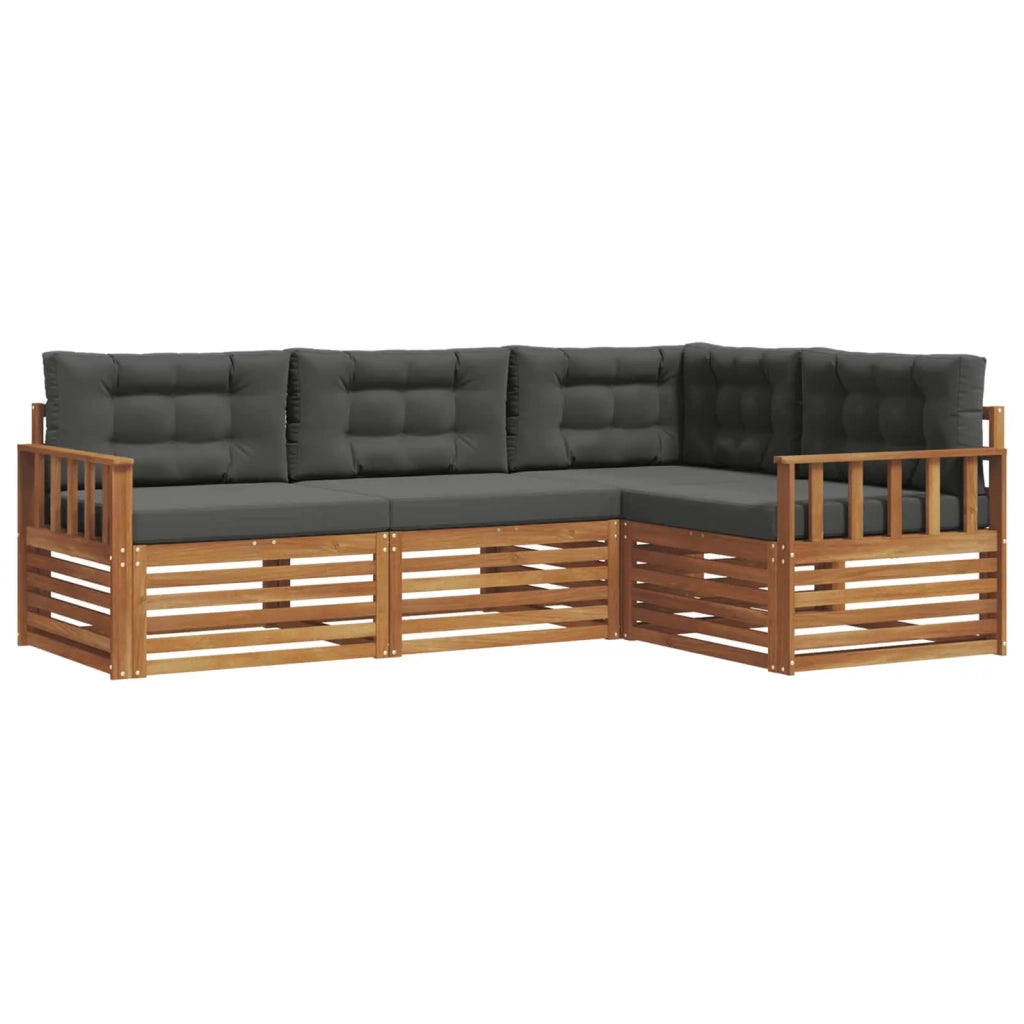 Set di divani da esterno con cuscino 4 pcs Naturale e Antracite 3373372