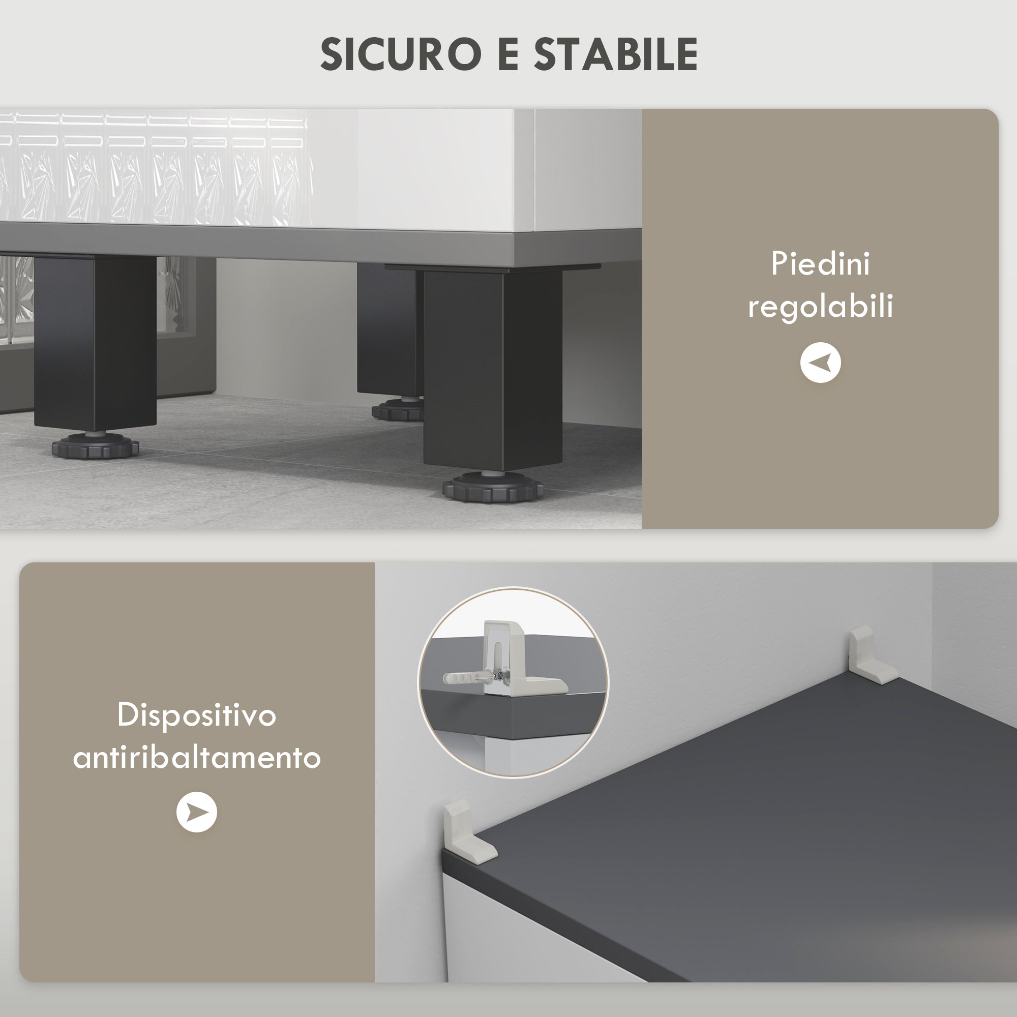 Mobile a Colonna da Bagno con 2 Armadietti e Cassetto 34x32x190 cm Bianco