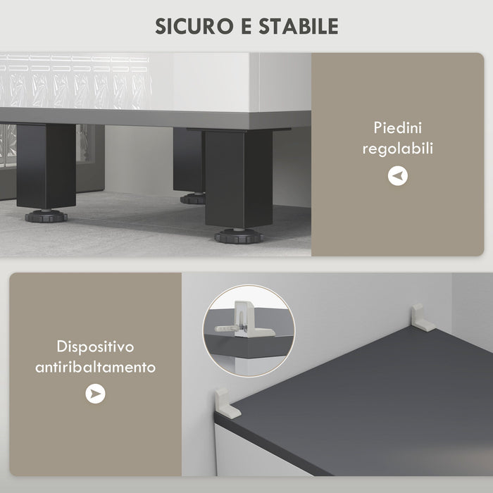 Mobile a Colonna da Bagno con 2 Armadietti e Cassetto 34x32x190 cm Bianco