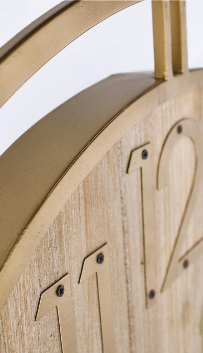 Orologio da Muro Ø 60 cm Ticking in Acciaio Oro e Legno