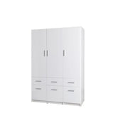 Armadio FLEX – 3 porte e 6 cassetti – Bianco lucido – Guardaroba + scaffali