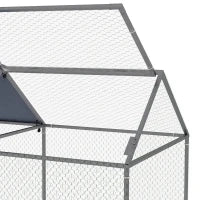 Gabbia per Animali in Acciaio con Tetto in Tessuto Oxford e Picchetti, 198x100x120 cm, Verde e Argento