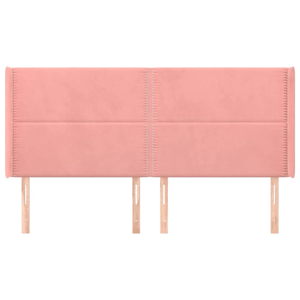 Testiera ad Orecchio Rosa 203x16x118/128 cm in Velluto