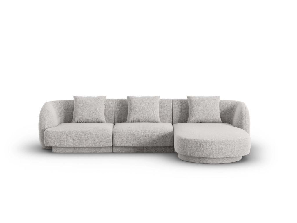 Cosmopolitan Design - Divano angolare destro "Tulum" 4 posti in ciniglia grigio chiaro 