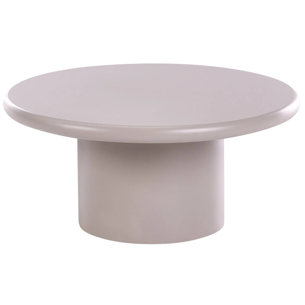 Tavolino con piano in MDF e base dal design moderno, colore taupe, ø 80 cm, gambe per soggiorno
