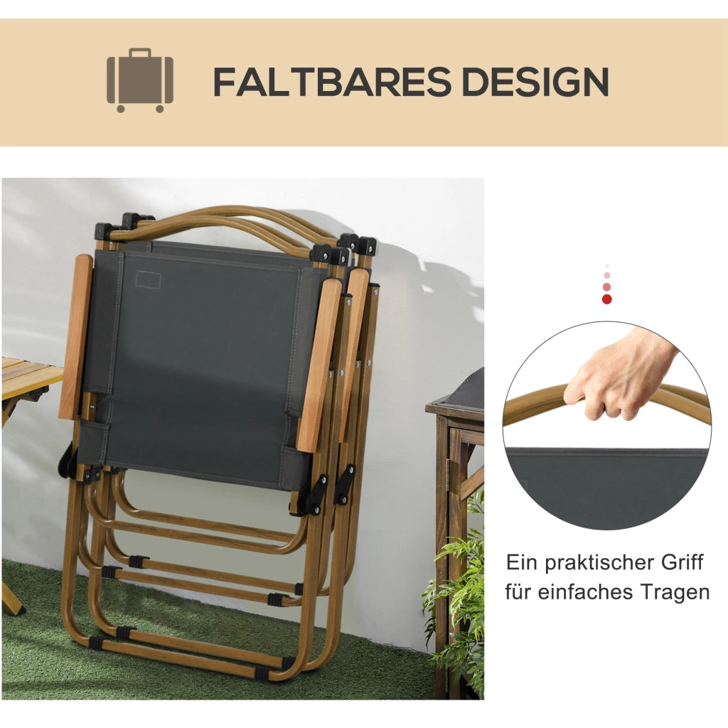 Sedia da giardino ¨C zephmum ¨C 2 pezzi, pieghevole, metallo, legno, grigio scuro