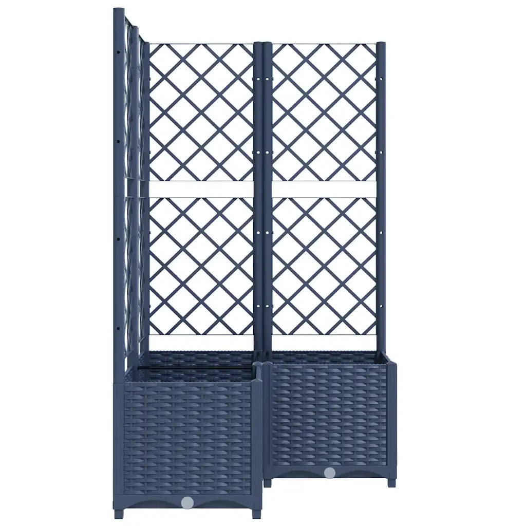 Fioriera da Giardino con Graticcio Grigio Blu 80x80x136 cm PP
