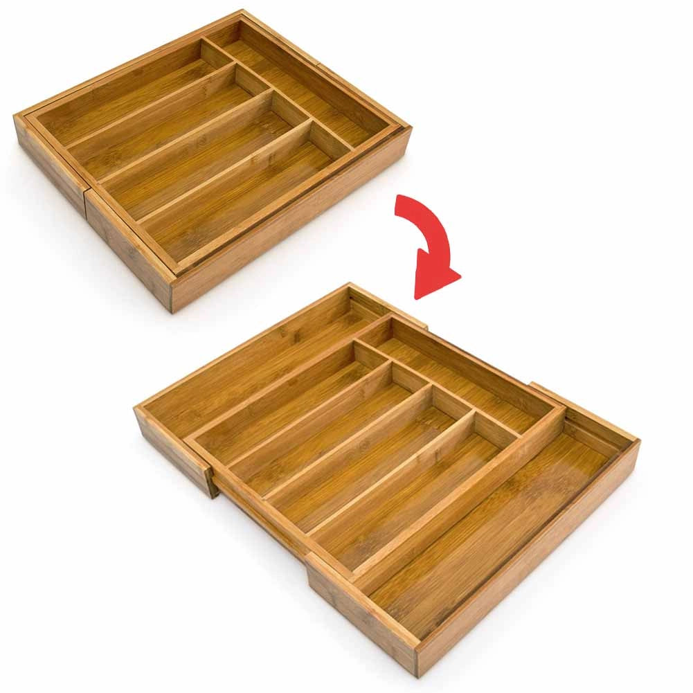 Portaposate Estensibile da Cassetto Cucina Porta Posate in Legno Bambu 37x31cm