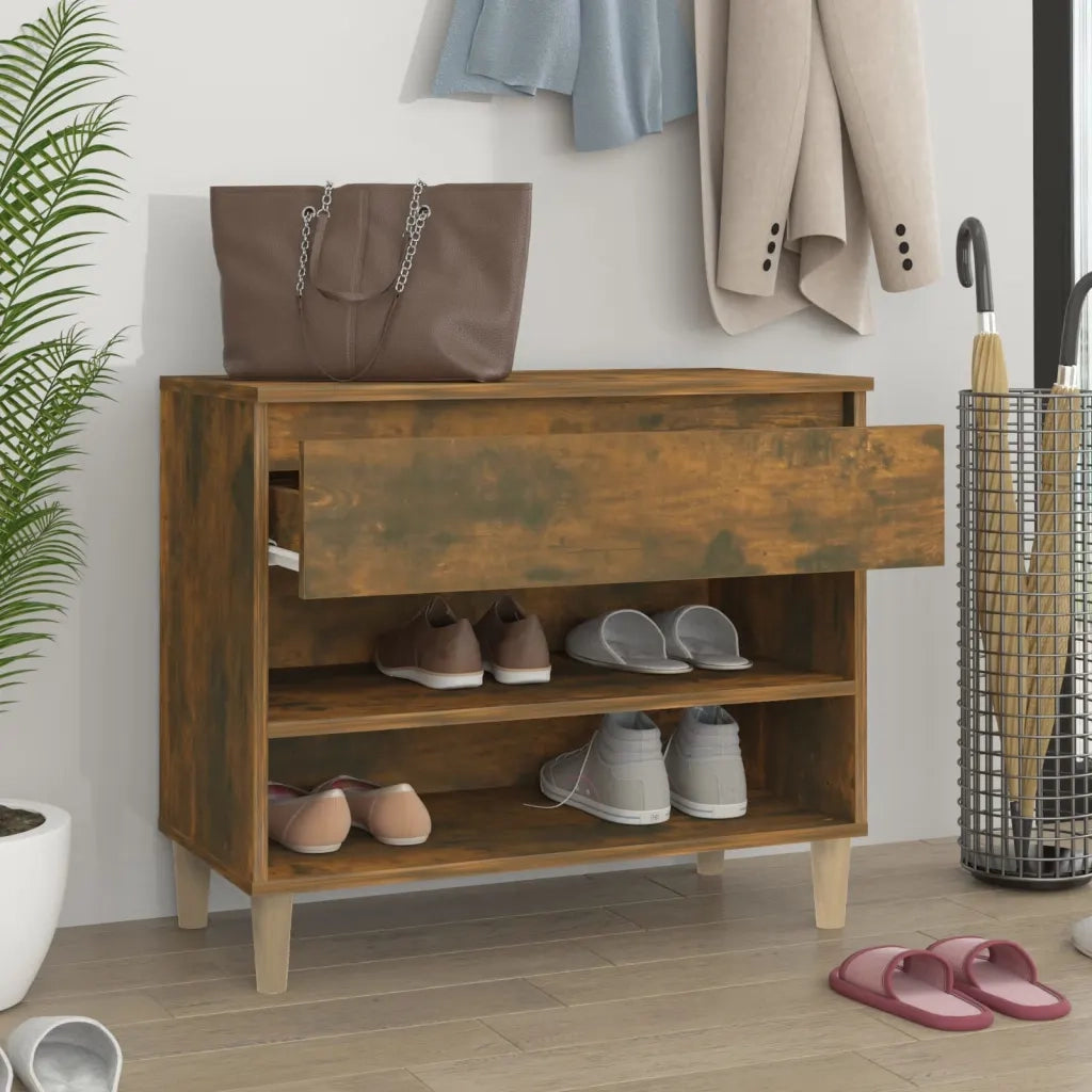 Scarpiera-Scaffale per scarpe Rovere Fumo 70x36x60 cm in Legno Multistrato 570339