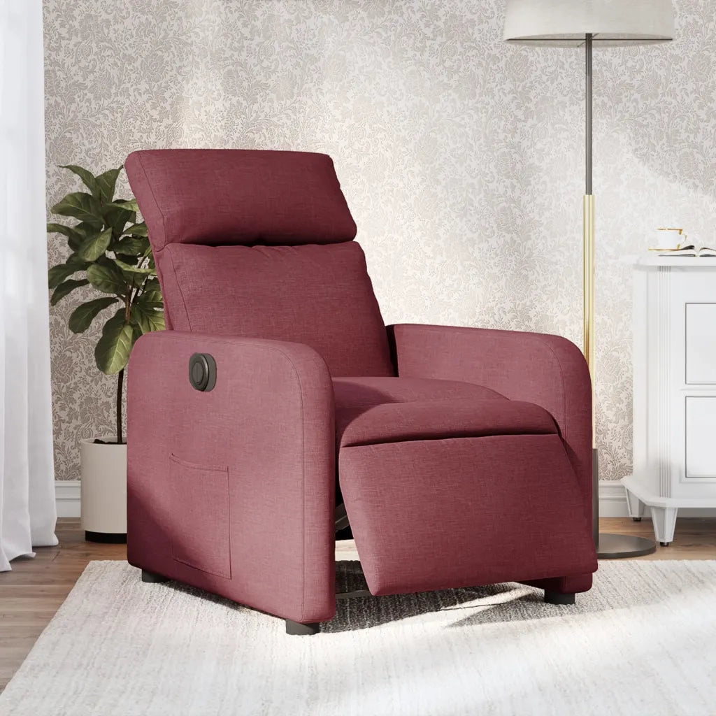 Poltrona Elettrica Reclinabile-Divano Sedia Rosso Vino in Tessuto 446084