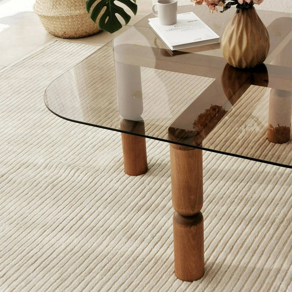 Gran, Tavolino da Salotto Effetto Fume, 80x80x40h cm Marrone Noce