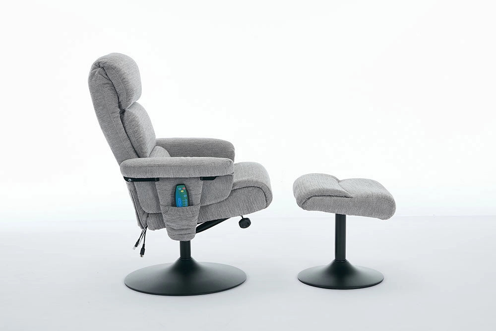Poltrona massage - Xylo - 5 punti riscaldamento 360° chenille grigio