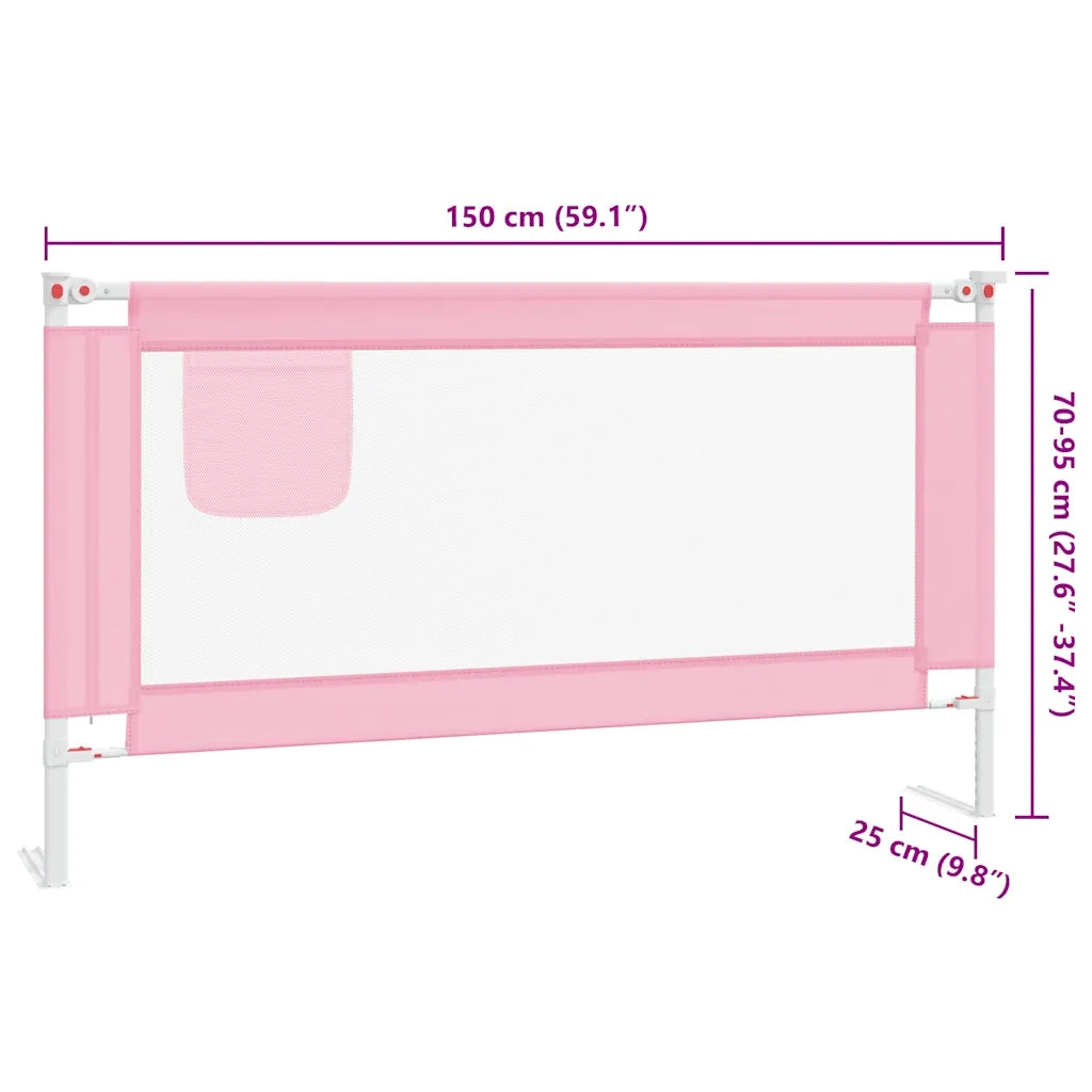 Sponda Letto di Sicurezza per Bambini Rosa 150x25 cm Tessuto