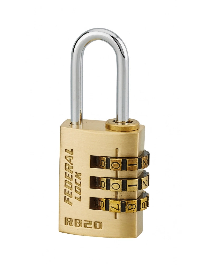 Lucchetto a combinazione RB, ottone, 3 cifre, interno, arco in acciaio, 20 mm – THIRARD