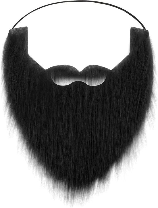 Set di barba e baffi per costume da festa e Halloween - Asta per baffi in nero - Finta barba con elastico - Accessori per feste Natale - 70 caratteri