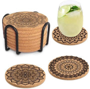 Ottone riscaldante, set di 8 ottone riscaldante, riscaldanti in legno riutilizzabili a forma rotonda, riscaldanti riutilizzabili per bicchieri, set di riscaldanti per bicchieri in vetro per uso domestico, ristorante, ufficio e bar