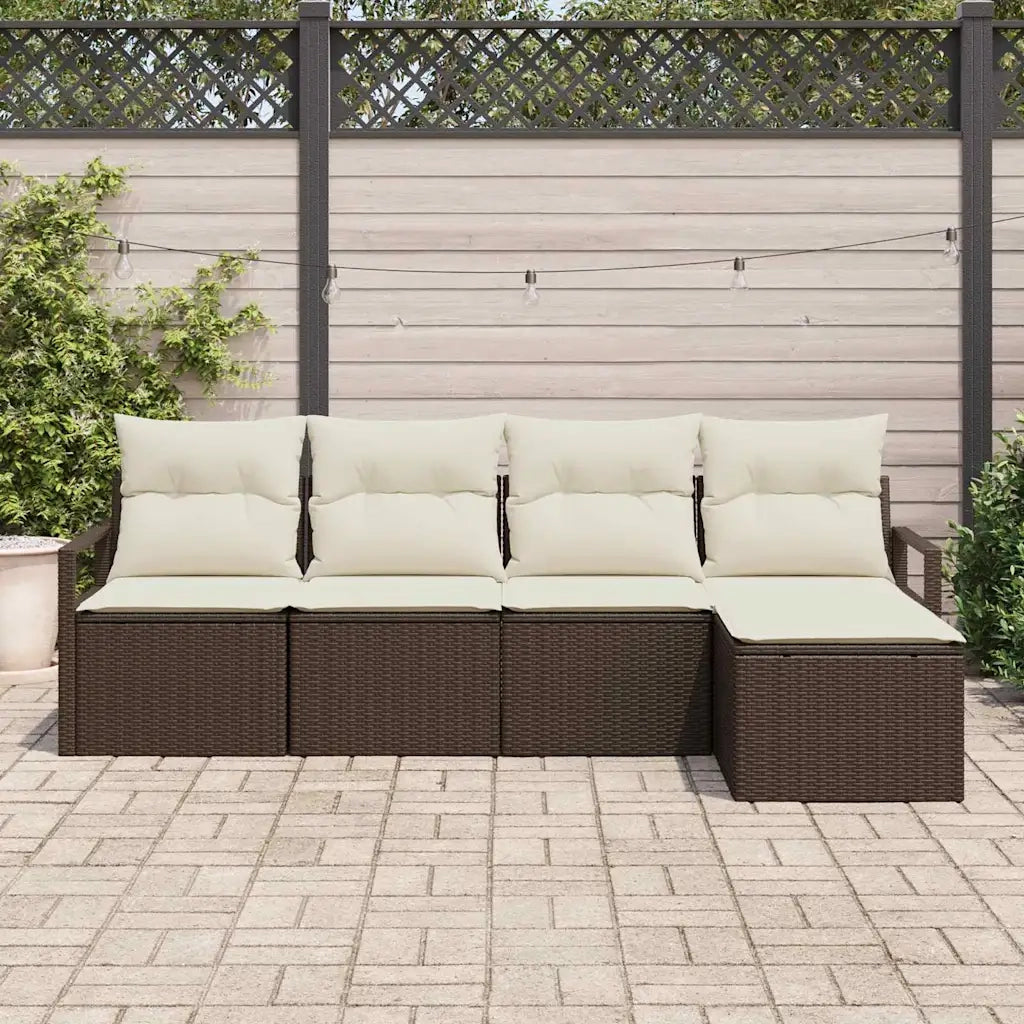 Set di divani 5 pz | Set Salotto da Giardino Marrone polyrattan