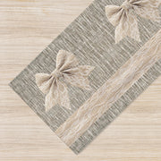 Tappeto passatoia fantasia made in Italy antiscivolo lavabile aderente FioccoBeige - 50x300 cm