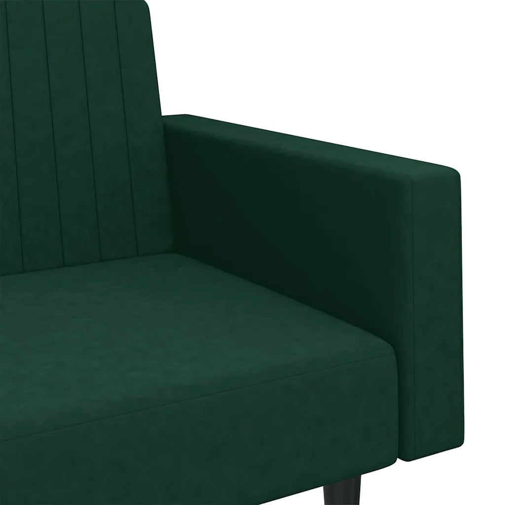 Divano Letto a 2 Posti Verde Scuro in Velluto 375939