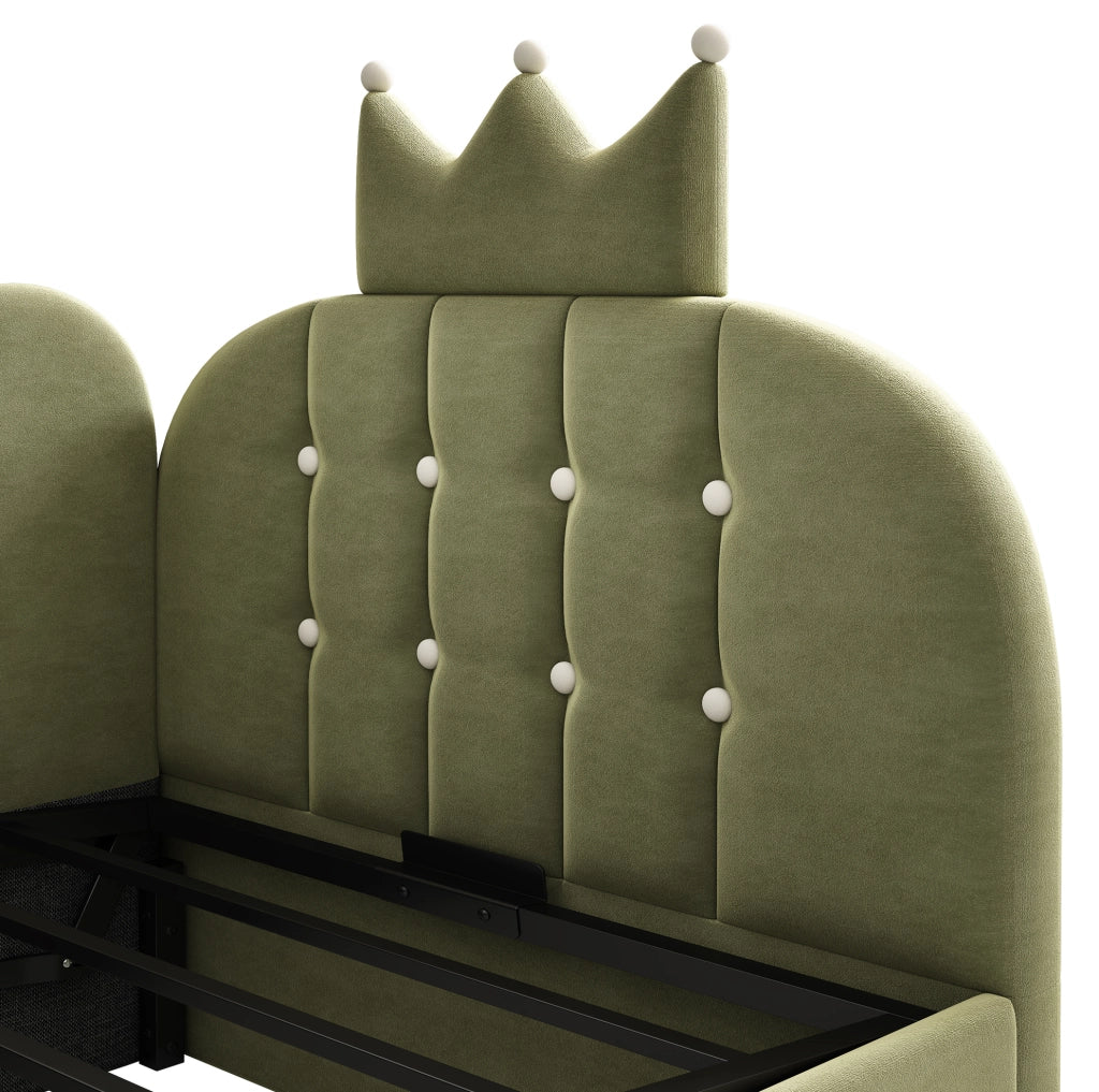 Letto da giorno 90x190 cm con contenitore idraulico; velluto verde