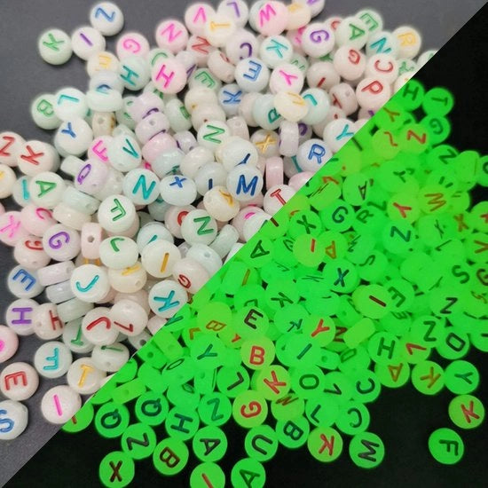 Letterkralen Acrilici da 1000 pezzi - Lettere Luminose - Lettere da Incastonare - Sierade da Fai da Te - Diametro 7 mm