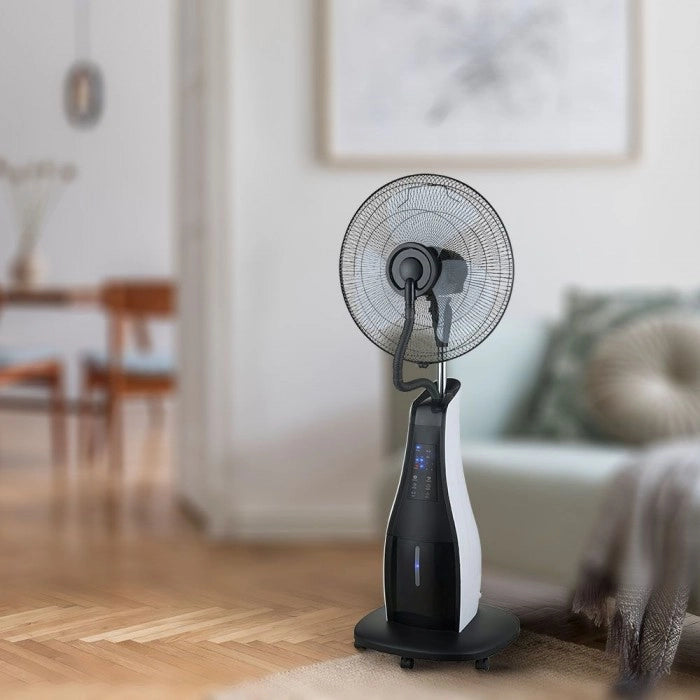 Ventilatore Nebulizzatore LED 80W con 3 Pale da 17" Base Rotonda e Telecomando (Capacità 3.2L)