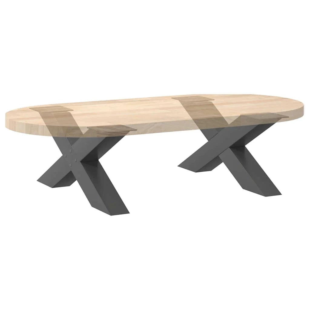 Set di 2 gambe per tavolino da caffè robuste e decorative a forma di X 70 x 30 cm con piedini livellatori acciaio antracite 02_0057218