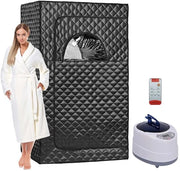 Sauna Portatile - Camera di Vapore - Tenda Sauna - Cabina Sauna - Con Comando a Distanza - Corpo Intero - Disintossicazione - Rilassamento - 2 L Generatore di Vapore - Nero - 100 x 78 x 172 cm
