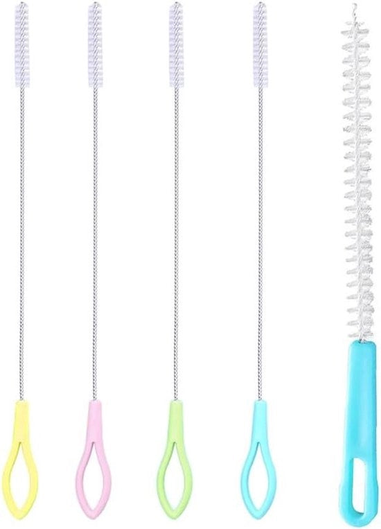 Set di 5 spazzole a setole di nylon e acciaio inossidabile per pulire bottiglie d'acqua