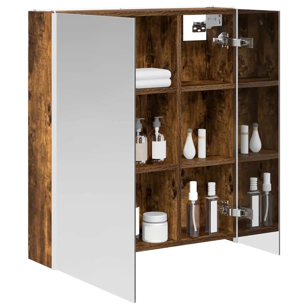 Mobiletto per specchio da bagno Rovere fumé 63,5 x 15,5 x 70 cm 889243