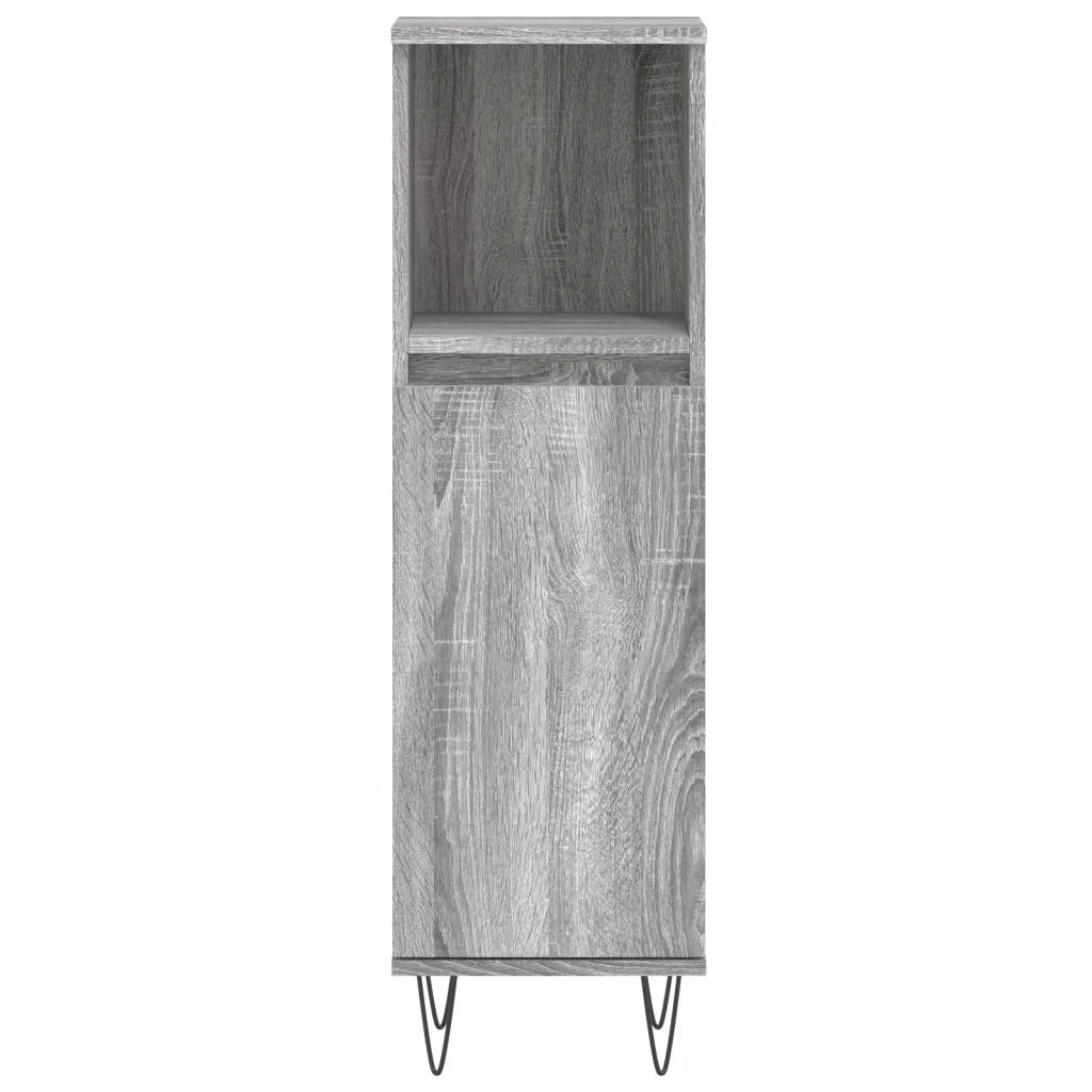 Mobiletto da bagno con 2 scomparti 30 x 30 x 100 cm stile industriale legno composito grigio 02_0049007