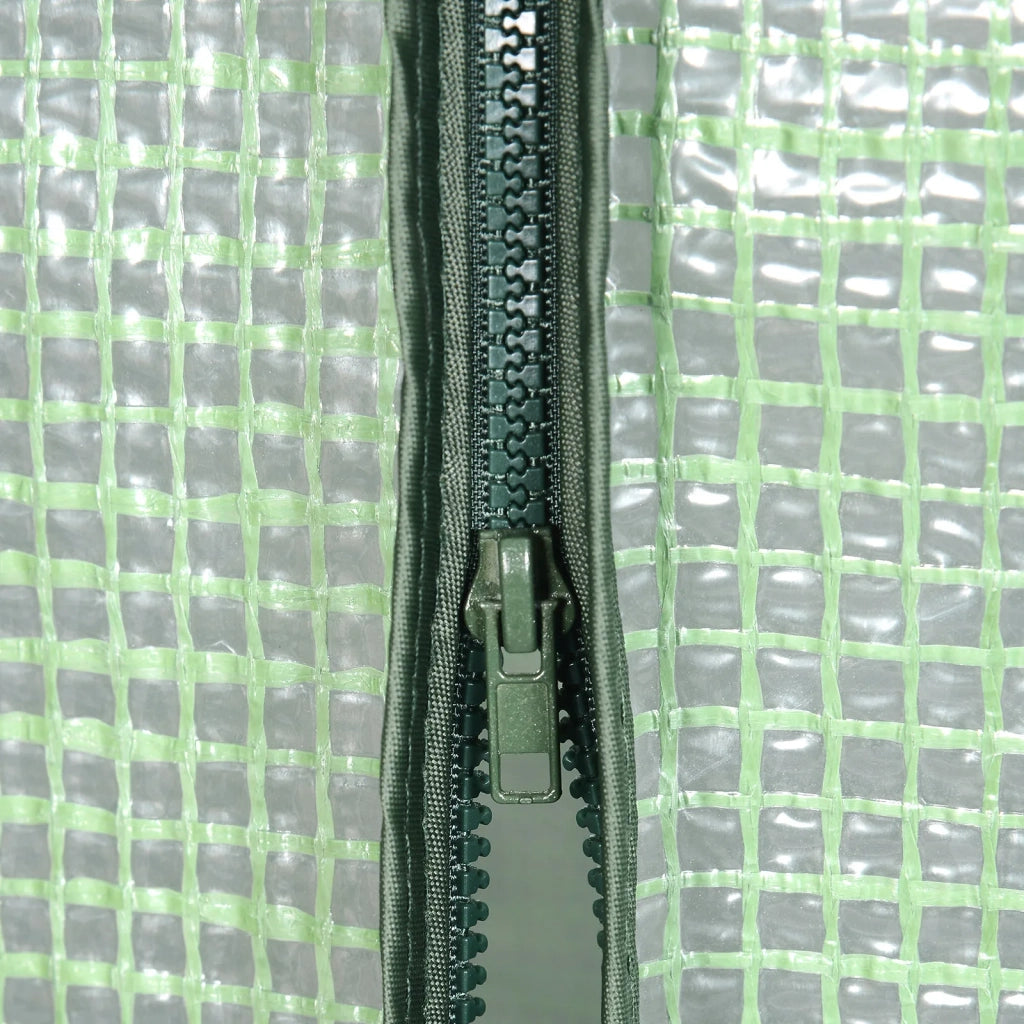 Serra a tunnel con porta a zip in PVC e tubi in acciaio verniciato per orto e coltivazione verde 143 × 215 × 195 cm