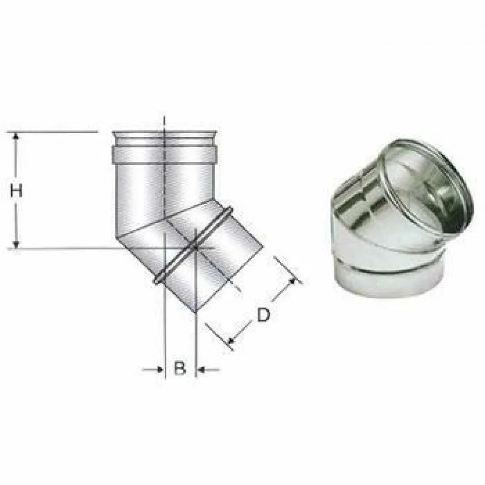 Inox mono parete aisi 316 curva 45 d.200 316l b08wznh7dx
