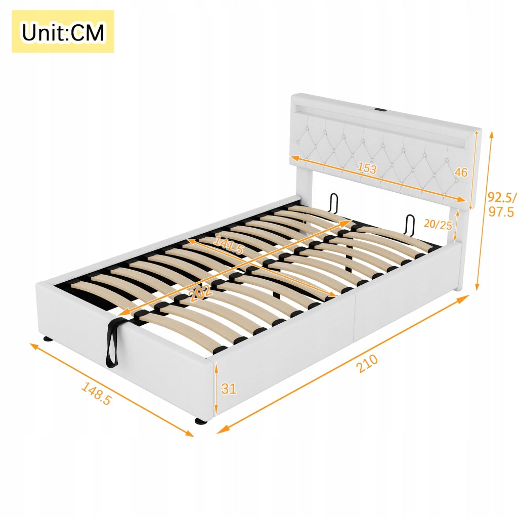 Letto 140x200 Bianco - Xylo - USB-C, RGB