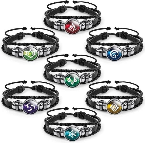 Armband luminoso animato Gods Eye cosplay regalo 7 elementi sostituibili - fuoco-acqua-vento-erba-pietra-fulmine-terra.