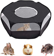Recinzione per piccoli animali, giochi per animali domestici, tenda di gioco con copertura, recinzione per animali, giochi portatili per hamsters, cavi, conigli, cuccioli e topi (nero)