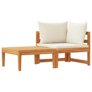 Set Divani Giardino 2 pz | Set Salotto da Giardino Cuscini Bianco Crema in Legno d'Acacia